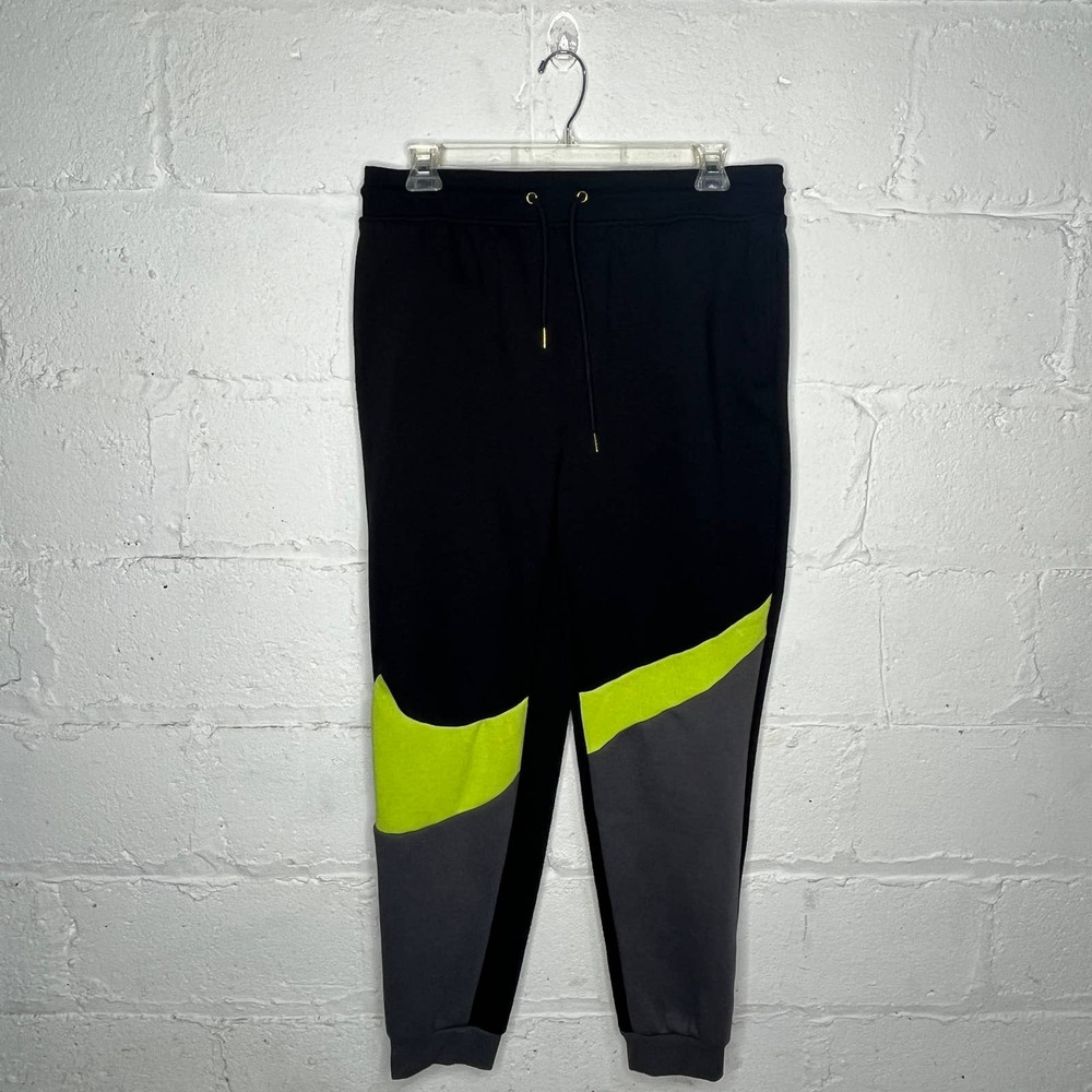 Nike Men's Black Gray Neon Yellow Drawstring Jogger Sweatpants Size 3XL